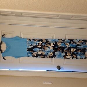 Amazon Essentials Light Blue and Floral Maxi Dress